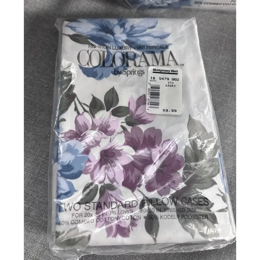 NWT 4 Piece Floral Sheet Set Double Size by Springs Colorama 180 Percale
